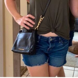 Michael Kors black pebbled leather crossbody bag purse